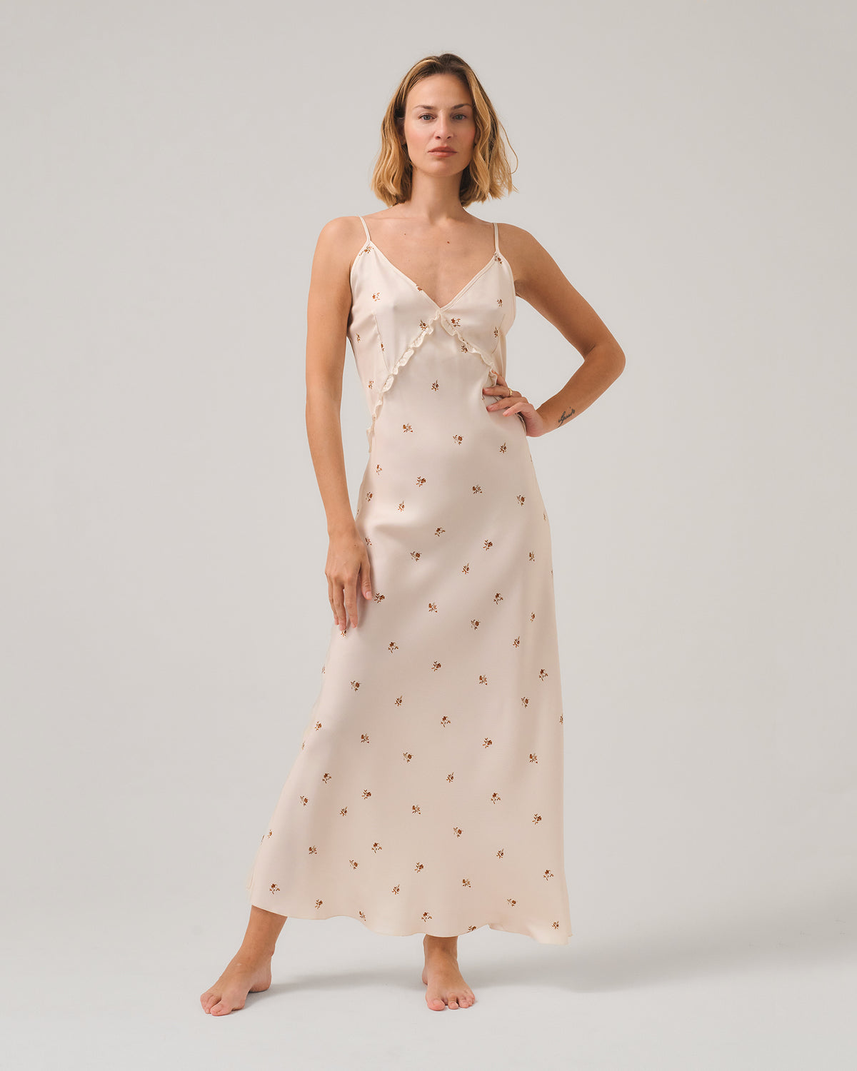 SLIP DRESS SIBILLA SETA STAMPA MICROFIORI
