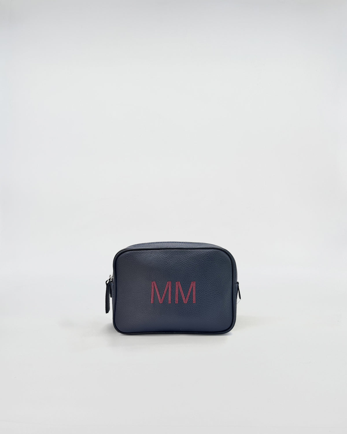 BEAUTY SMALL IN PELLE PERSONALIZZATO - elegante beauty in pelle con iniziali ricamate MM.