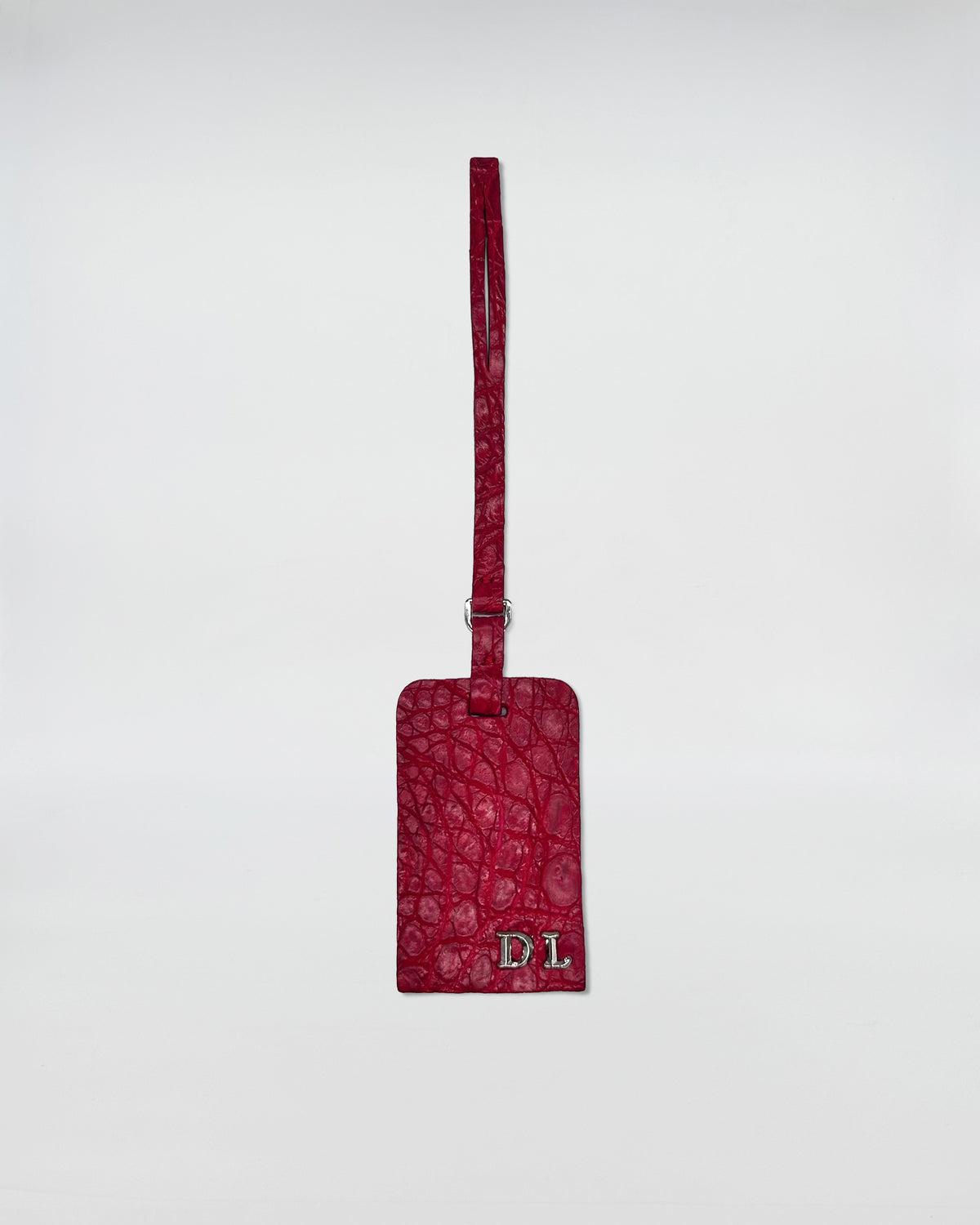 CHARM COCCO RECYCLE red rectangular accessory customizable with metal letters, perfect for distinctive style.