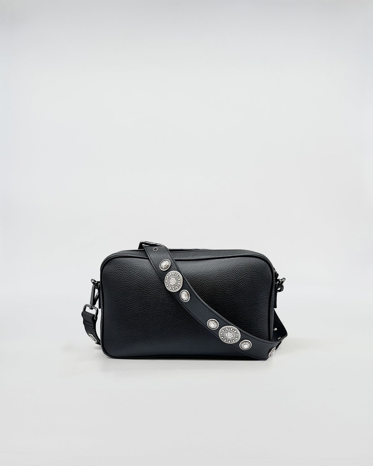 MAFALDONA ROCK black bag with decorative strap, perfect for all occasions featuring a functional interior.