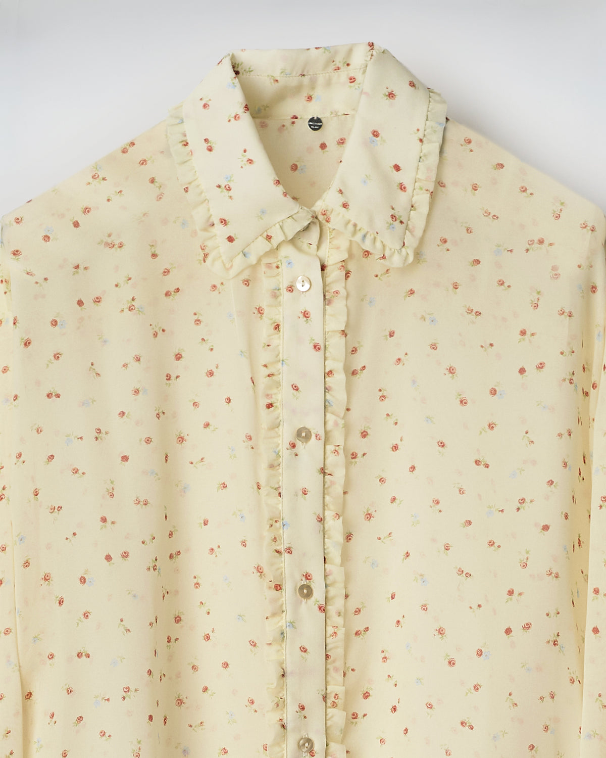 CAMICIA ISOTTA SETA CON ROUGE con volumi over size e bottoni gioiello in georgette seta